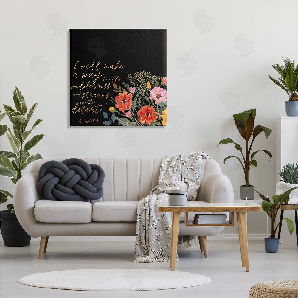 Studio W I Will Make Way Isaiah 43:19 Spring Florals over Black Canvas Wall Art in Room