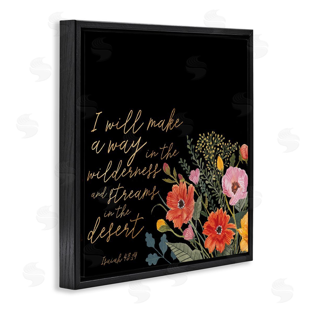 Studio W I Will Make Way Isaiah 43:19 Spring Florals over Black Black Floating Frame Canvas Wall Art Print