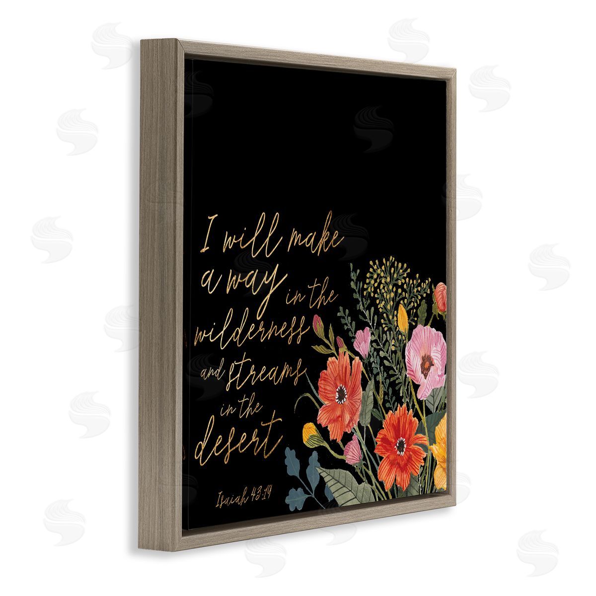 Studio W I Will Make Way Isaiah 43:19 Spring Florals over Black Brown Floating Frame Canvas Wall Art Print
