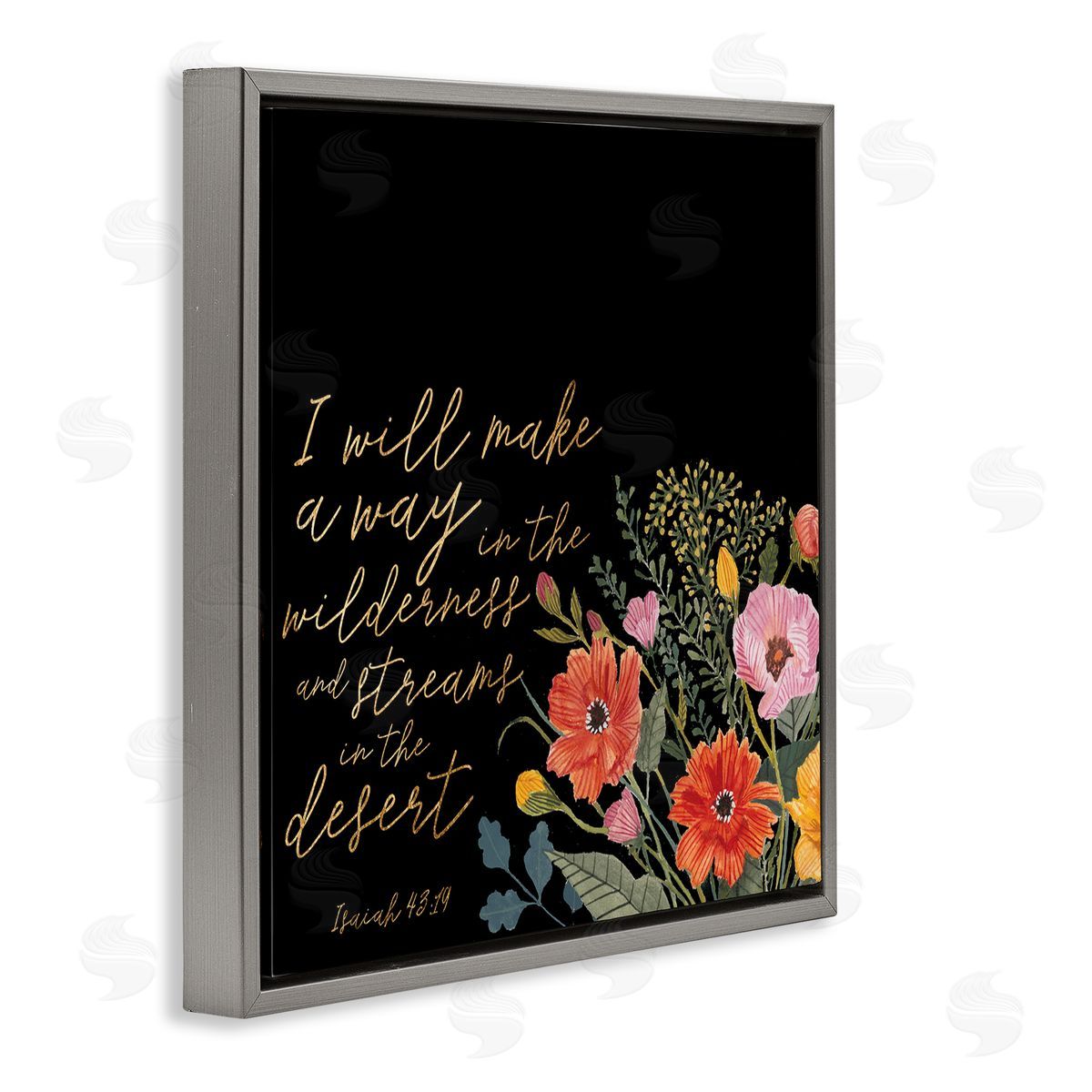 Studio W I Will Make Way Isaiah 43:19 Spring Florals over Black Gray Floating Frame Canvas Wall Art Print