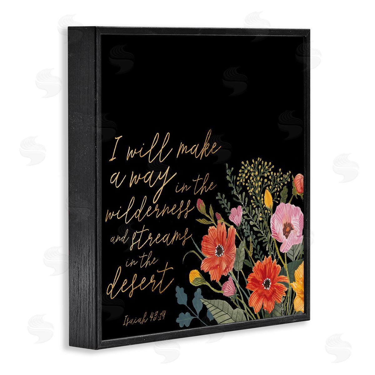 Studio W I Will Make Way Isaiah 43:19 Spring Florals over Black Black Framed Glicee Wall Art Print
