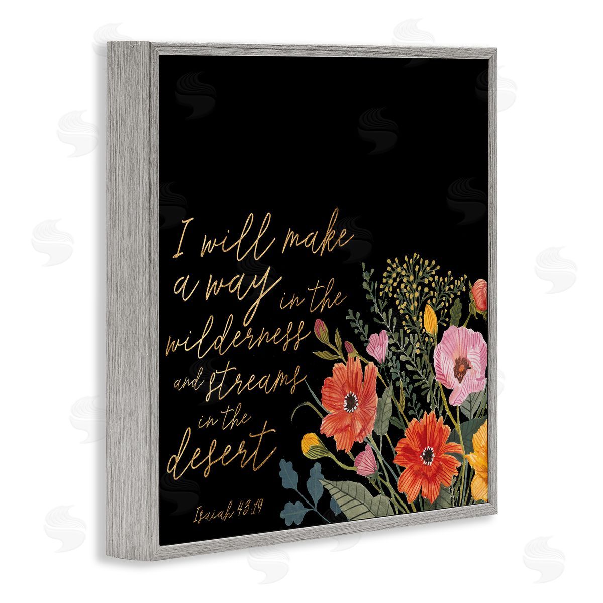 Studio W I Will Make Way Isaiah 43:19 Spring Florals over Black Gray Framed Glicee Wall Art Print
