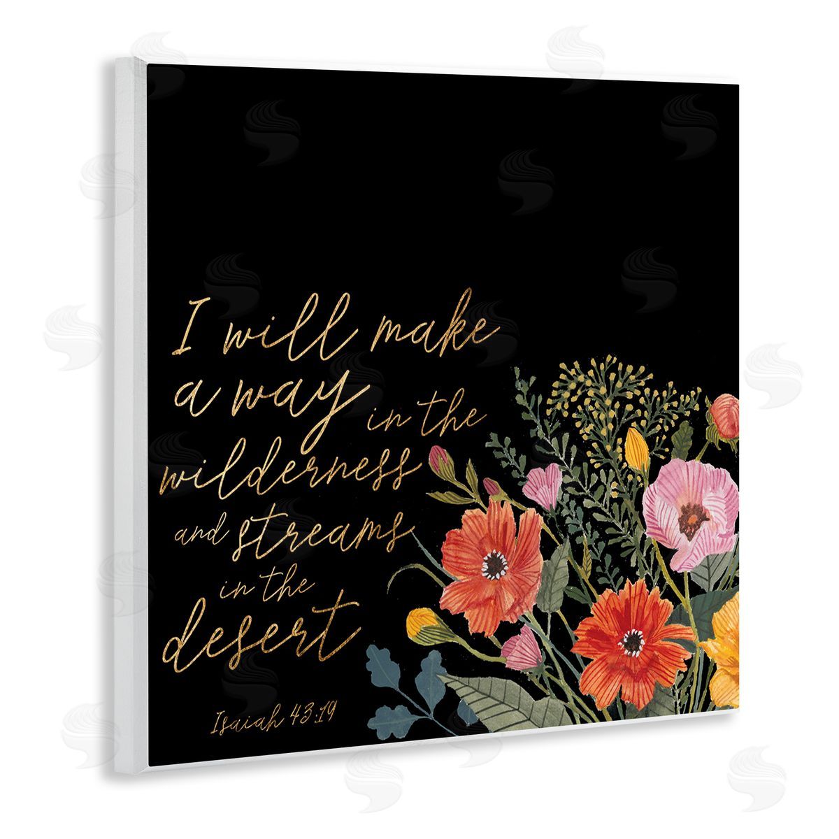 Studio W I Will Make Way Isaiah 43:19 Spring Florals over Black Wooden Wall Plaque Art Print