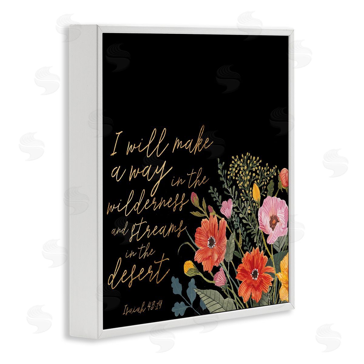 Studio W I Will Make Way Isaiah 43:19 Spring Florals over Black White Framed Glicee Wall Art Print