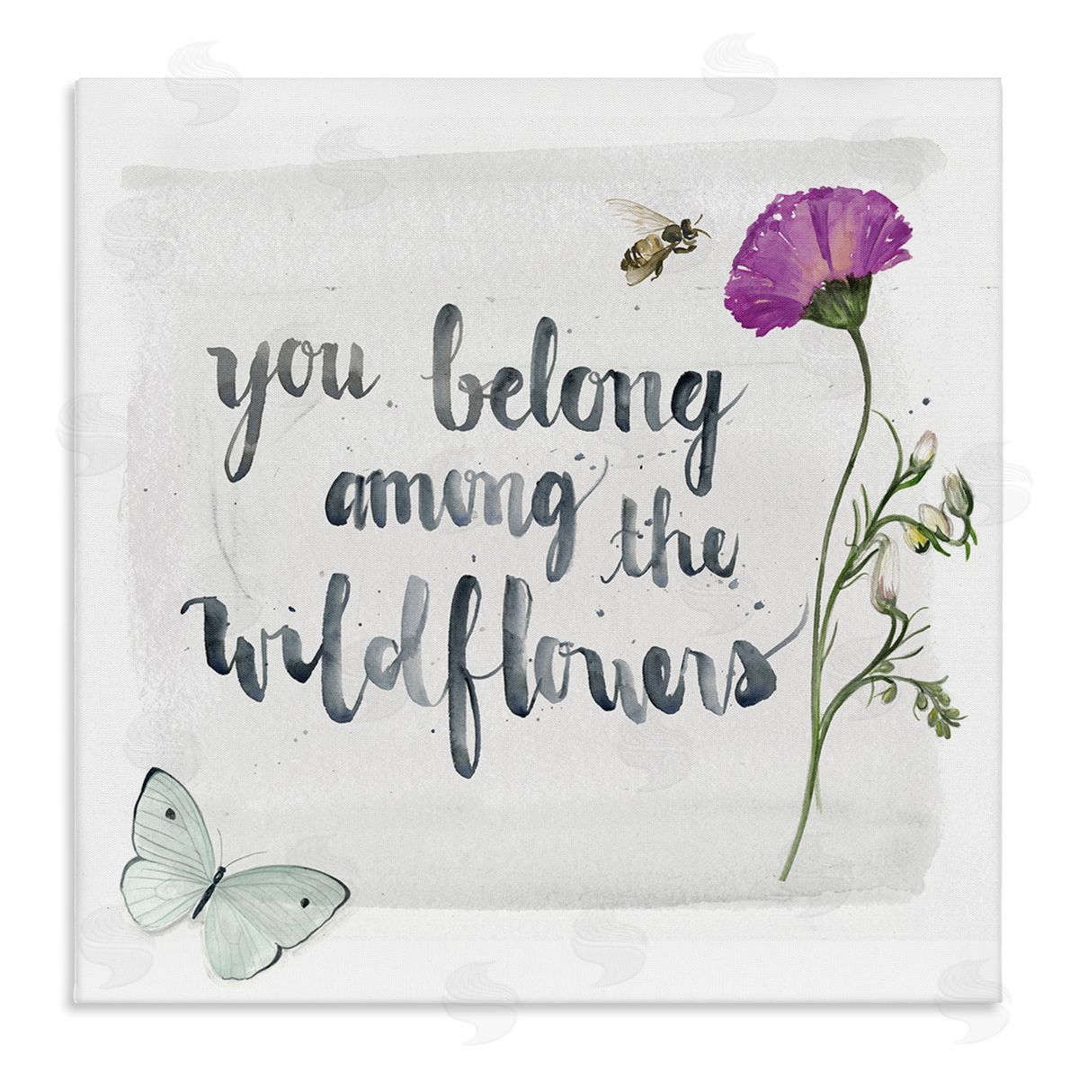 Jennifer Paxton Parker Belong Among the Wildflowers Butterfly Bee Floral Stretched Canvas Wall Art Print
