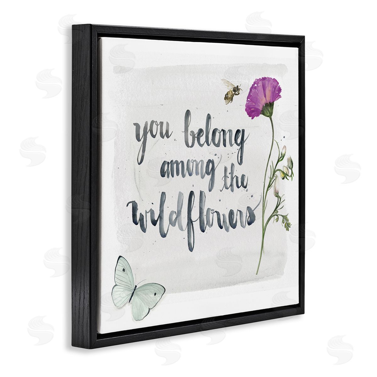 Jennifer Paxton Parker Belong Among the Wildflowers Butterfly Bee Floral Black Floating Frame Canvas Wall Art Print