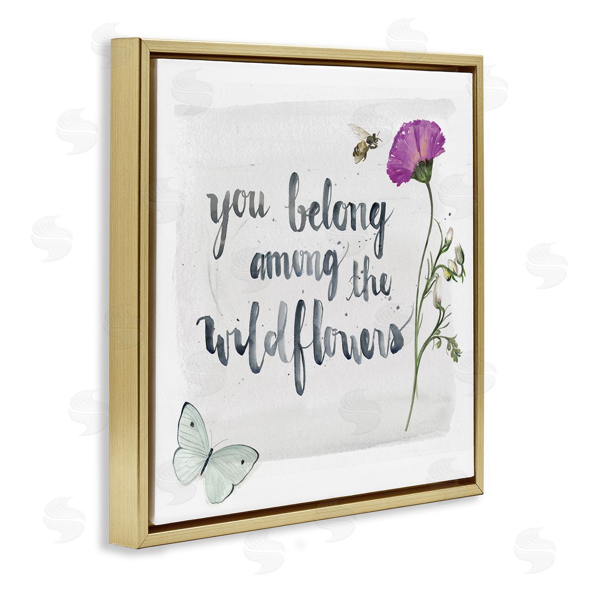 Jennifer Paxton Parker Belong Among the Wildflowers Butterfly Bee Floral Gold Floating Frame Canvas Wall Art Print
