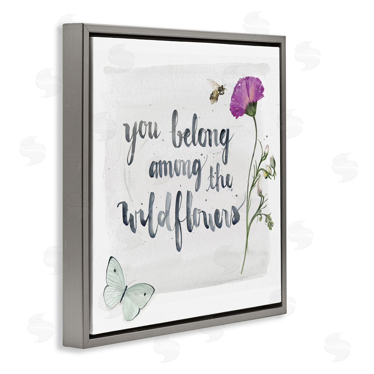 Jennifer Paxton Parker Belong Among the Wildflowers Butterfly Bee Floral Gray Floating Frame Canvas Wall Art Print
