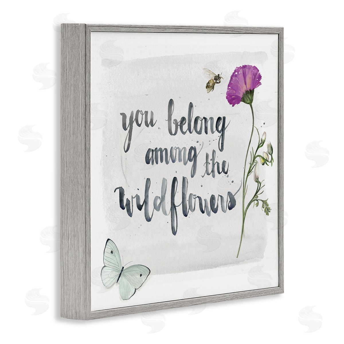 Jennifer Paxton Parker Belong Among the Wildflowers Butterfly Bee Floral Gray Framed Glicee Wall Art Print