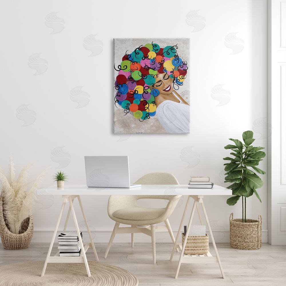 Gina Ritter Smiling Woman With Rainbow Abstract Curly Hair