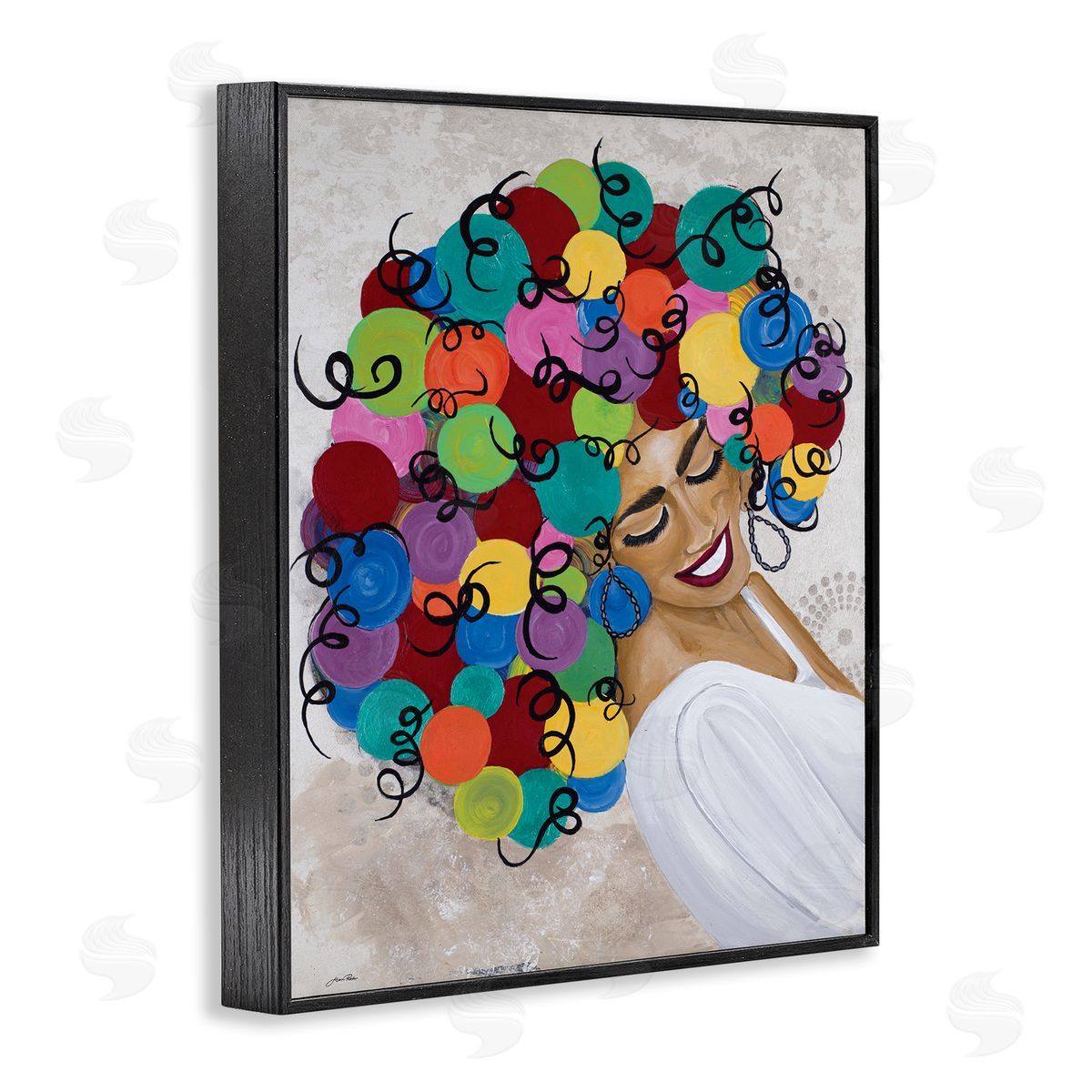 Gina Ritter Smiling Woman With Rainbow Abstract Curly Hair