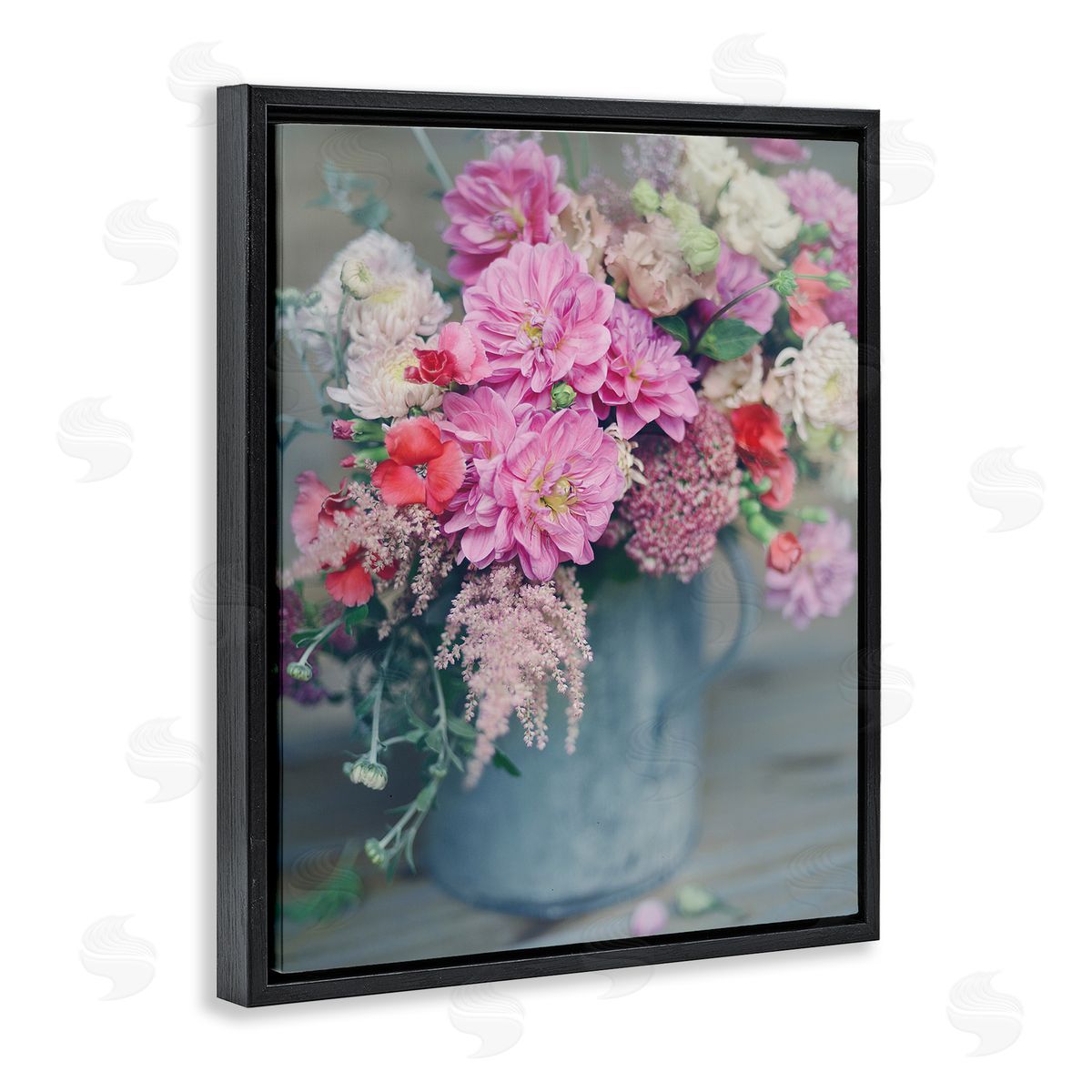 Sarah Jane Pink Floral Arrangement Soft Focus Grey Pot