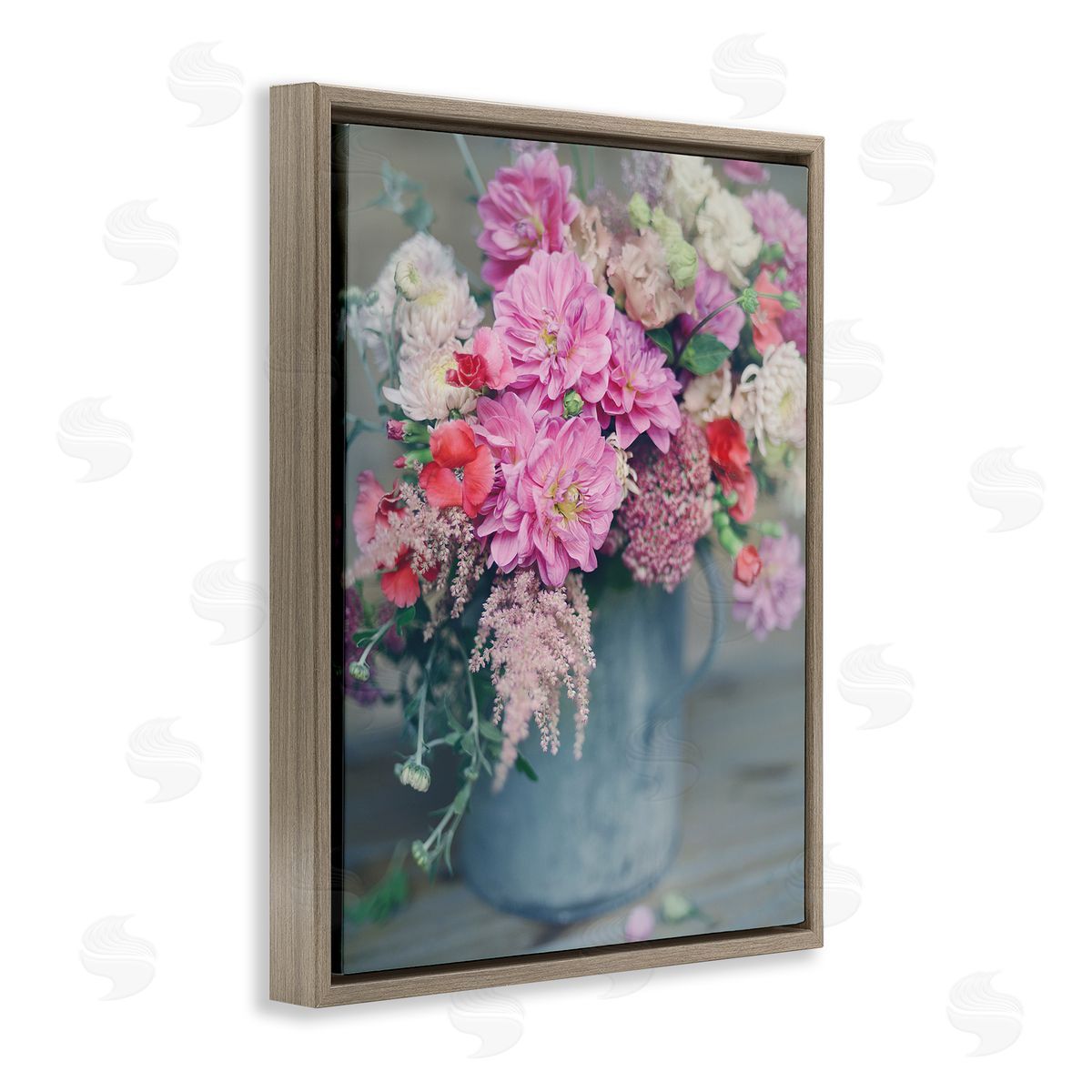 Sarah Jane Pink Floral Arrangement Soft Focus Grey Pot