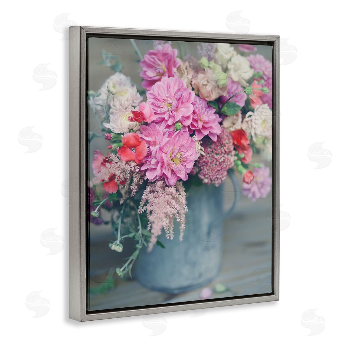 Sarah Jane Pink Floral Arrangement Soft Focus Grey Pot