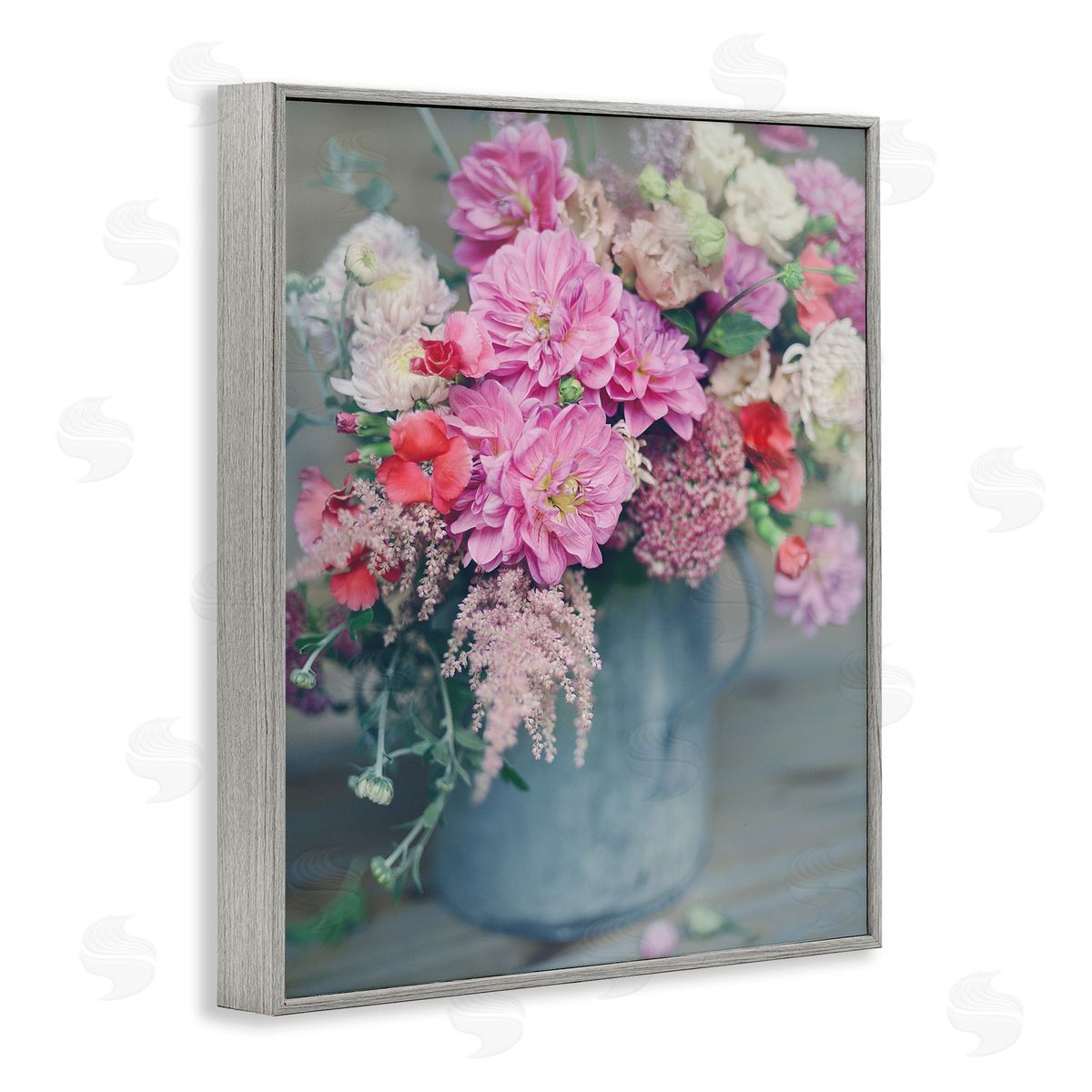 Sarah Jane Pink Floral Arrangement Soft Focus Grey Pot