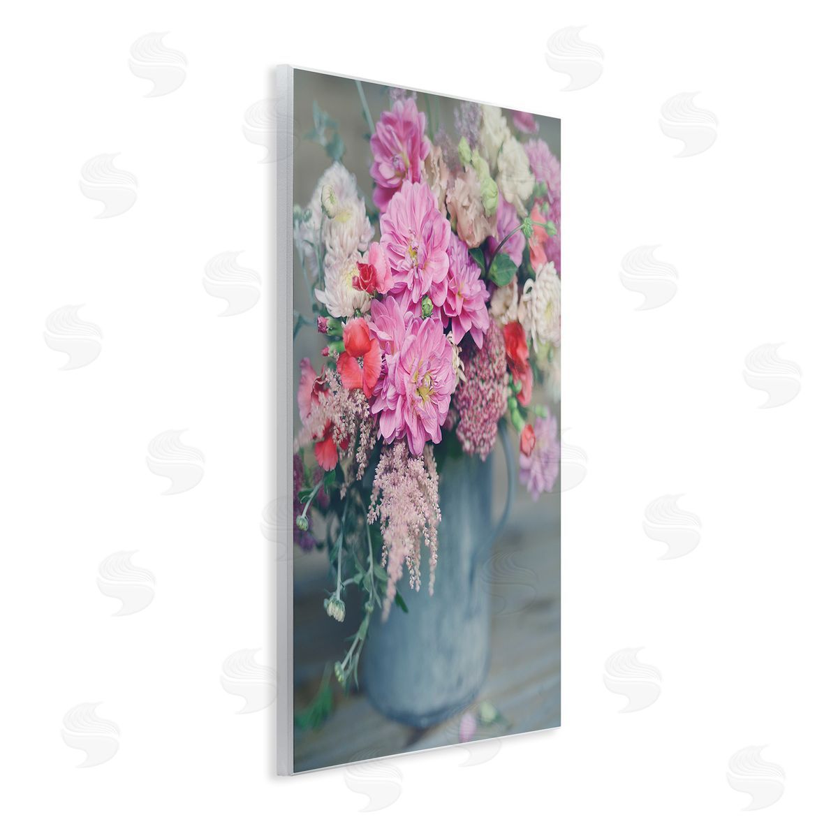 Sarah Jane Pink Floral Arrangement Soft Focus Grey Pot