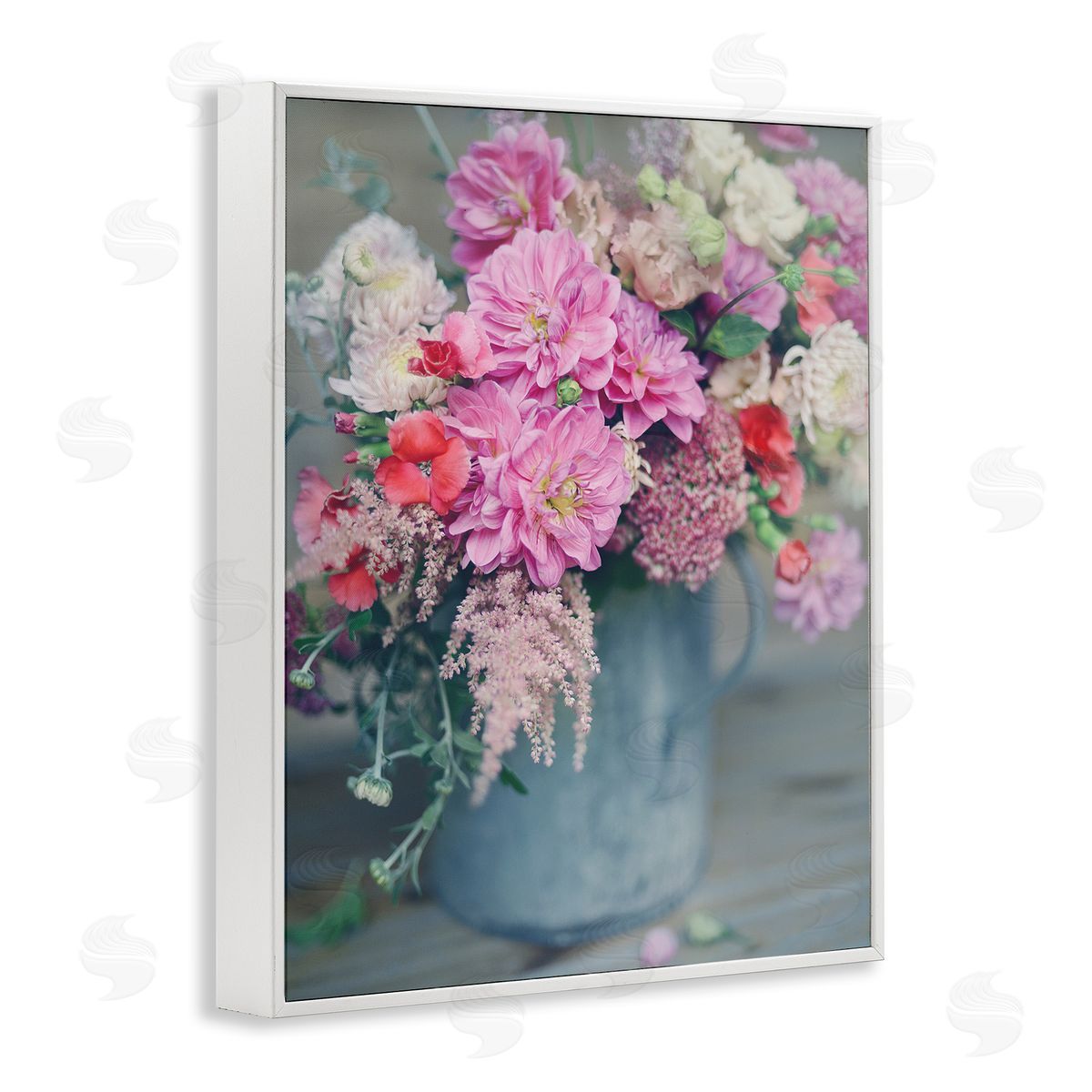 Sarah Jane Pink Floral Arrangement Soft Focus Grey Pot