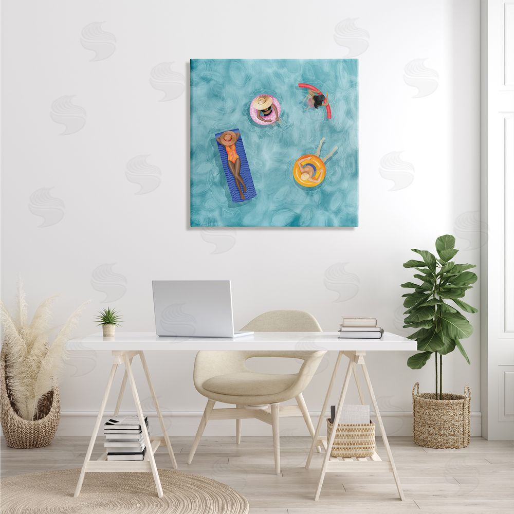 Grace Popp Group of People Lounging In Water Pool Toys Canvas Wall Art in Room