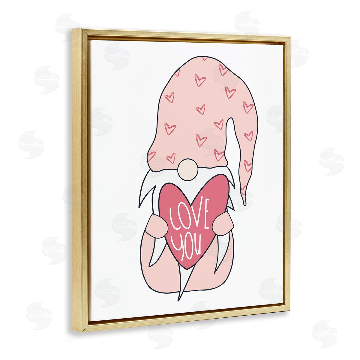 Melanie Torres Cute Pink Gnome Love You Sentiment Big Heart