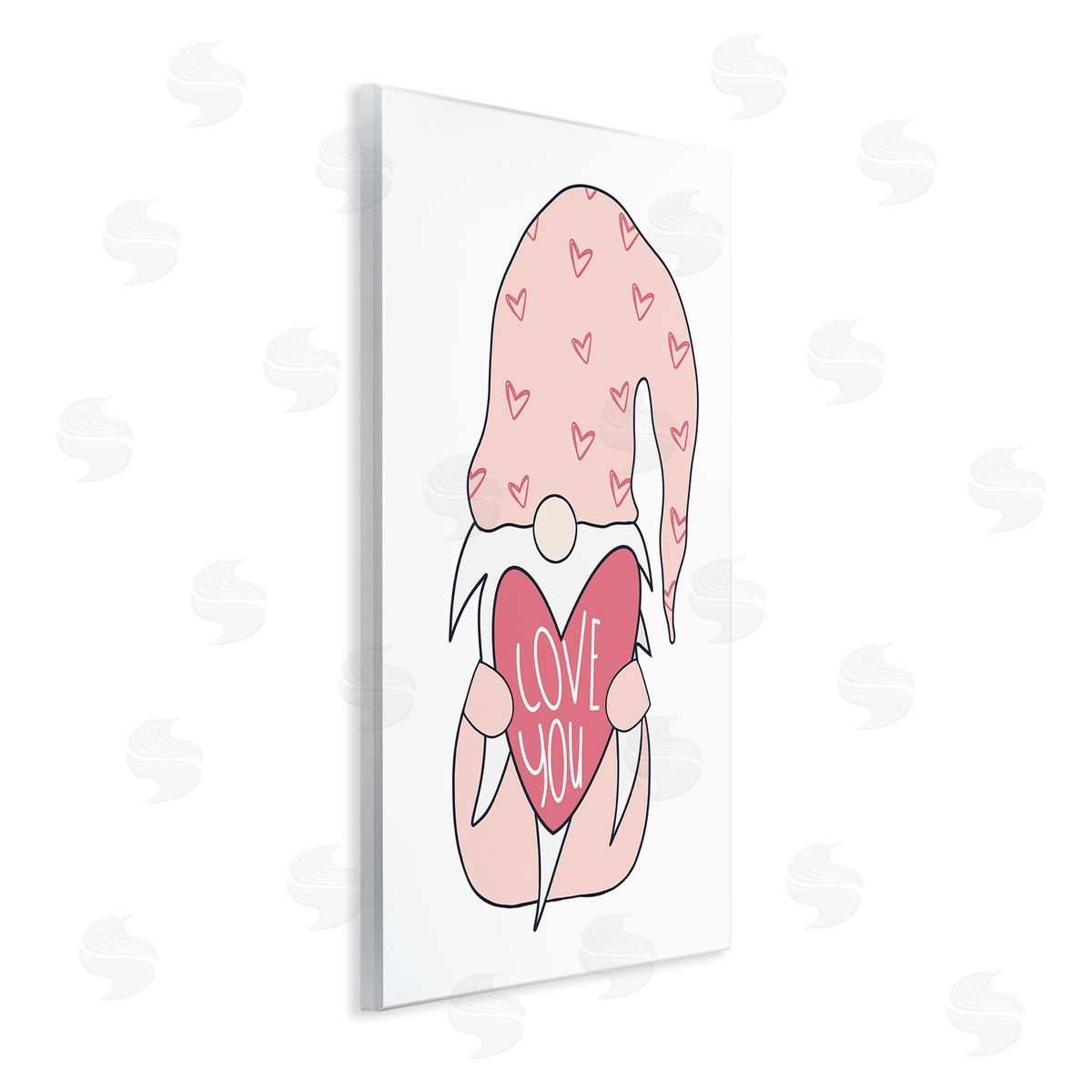 Melanie Torres Cute Pink Gnome Love You Sentiment Big Heart