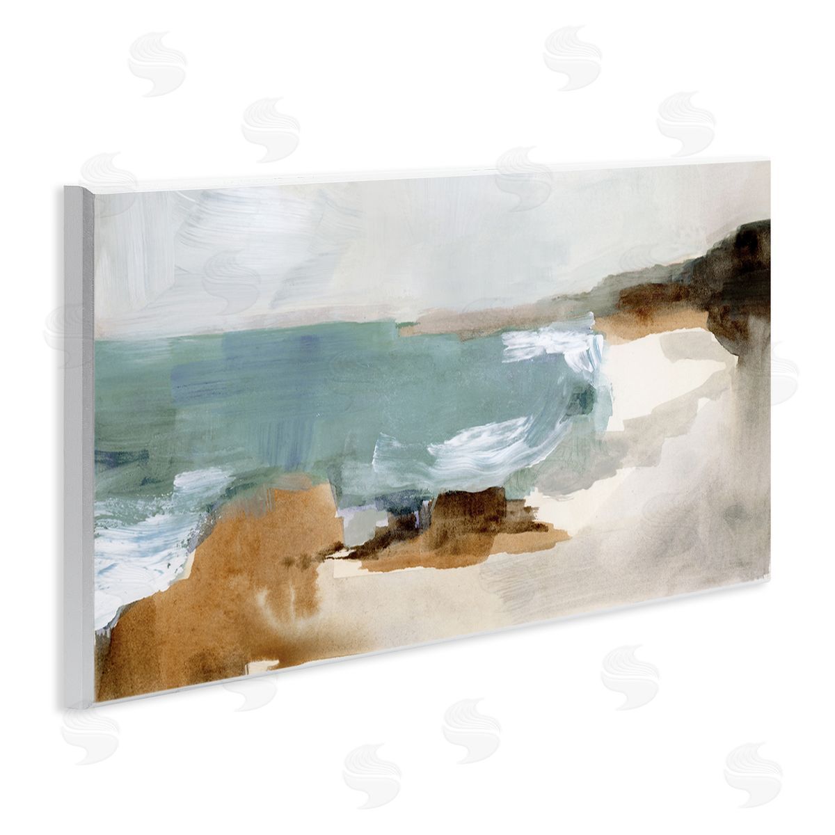 Victoria Barnes Cloudy Grey Beach Landscape Abstraction Crashing Waves