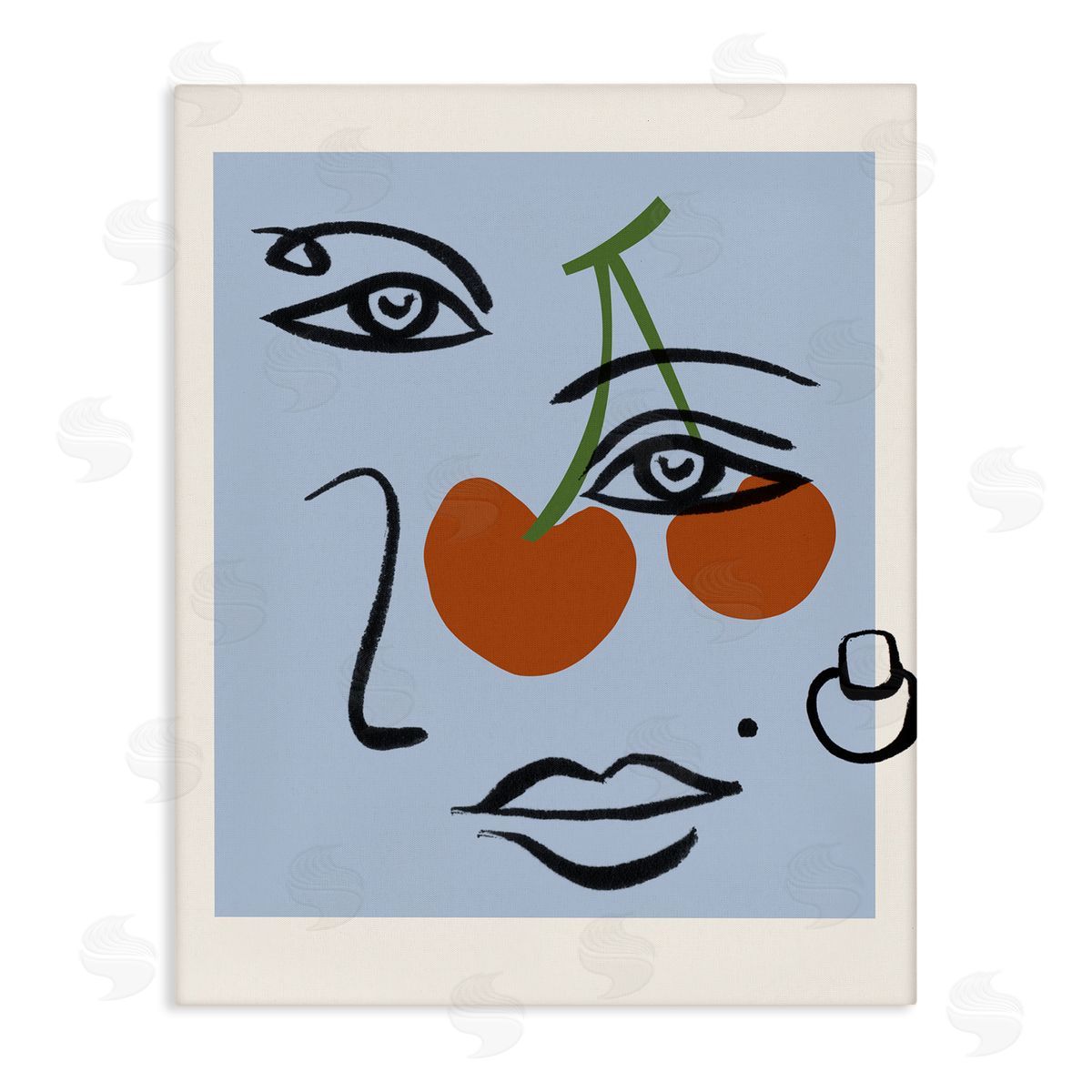 Melissa Wang Abstract Face Bold Cherries Purple Beauty Mark