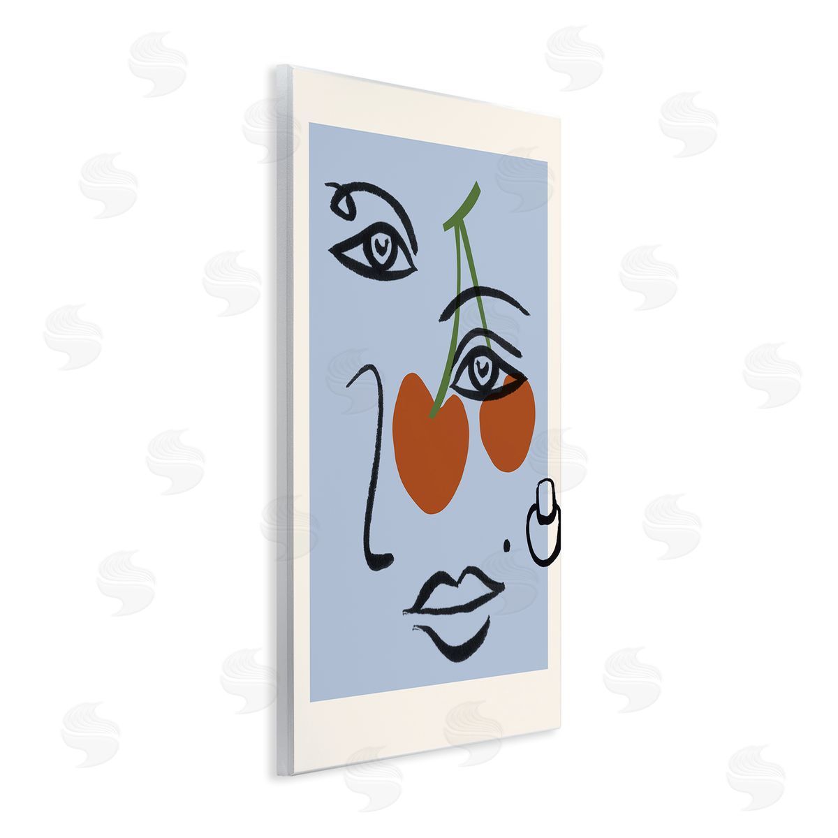 Melissa Wang Abstract Face Bold Cherries Purple Beauty Mark