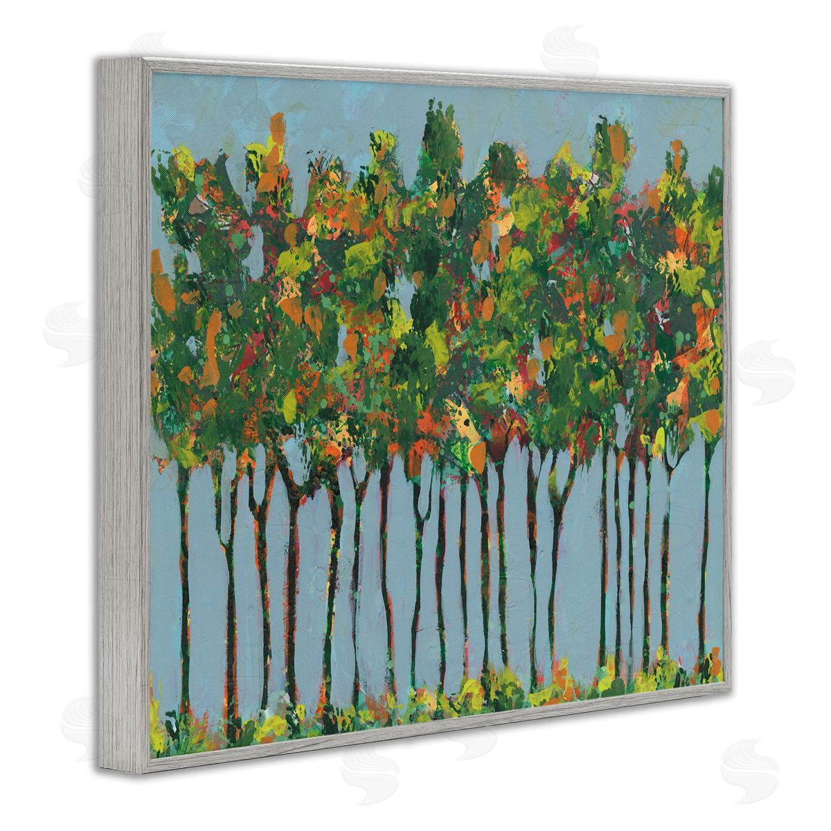Regina Moore Abstract Trees Seasonal Transition Leaves Blue Sky