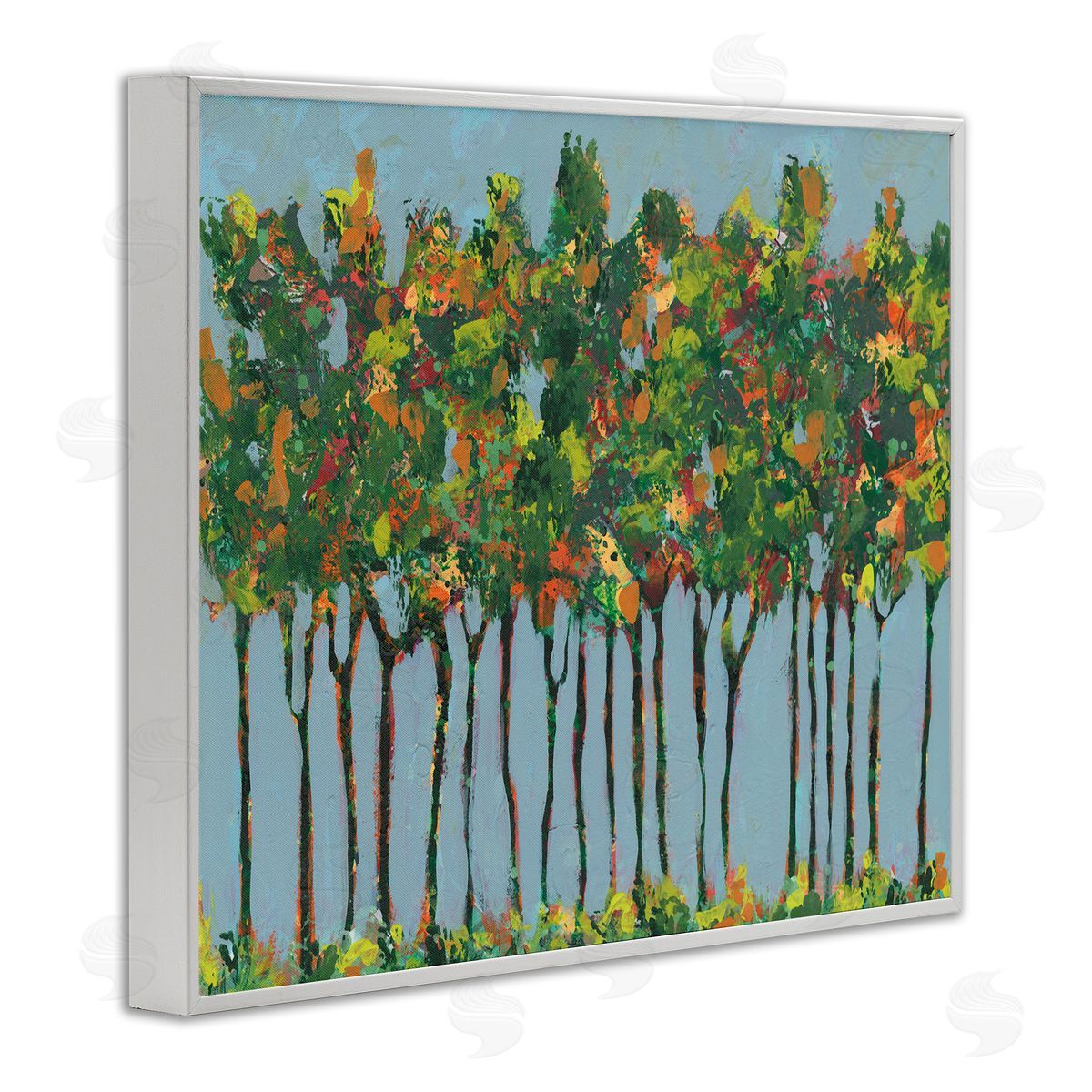 Regina Moore Abstract Trees Seasonal Transition Leaves Blue Sky