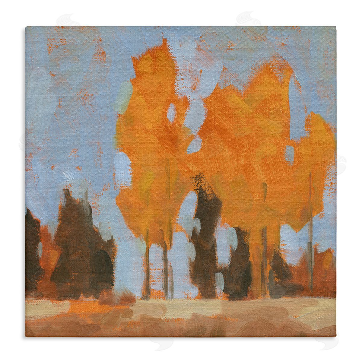 Jacob Green Brilliant Orange Leaves Golden Season Trees Abstract Landscape Stretched Canvas Wall Art Print