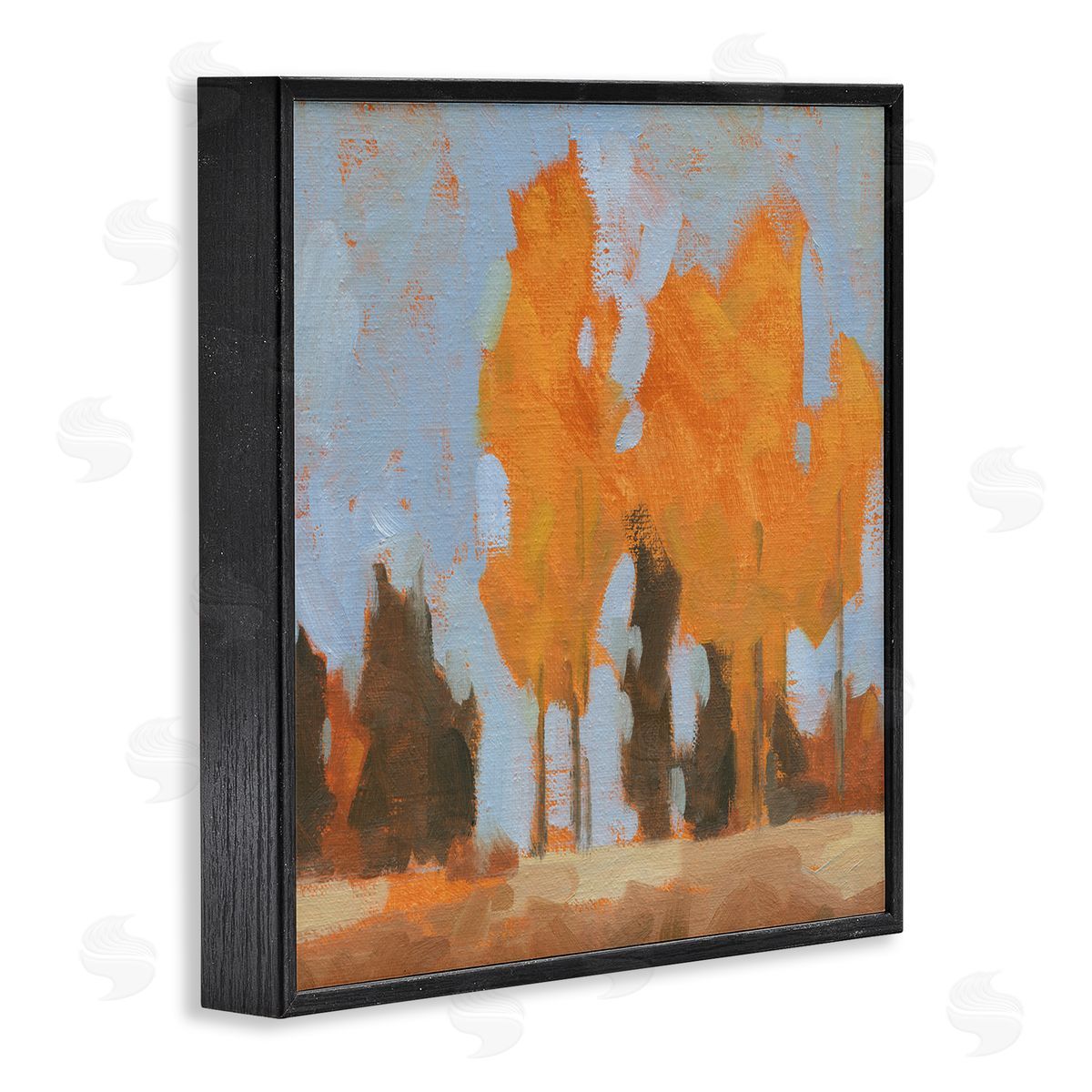 Jacob Green Brilliant Orange Leaves Golden Season Trees Abstract Landscape Black Framed Glicee Wall Art Print