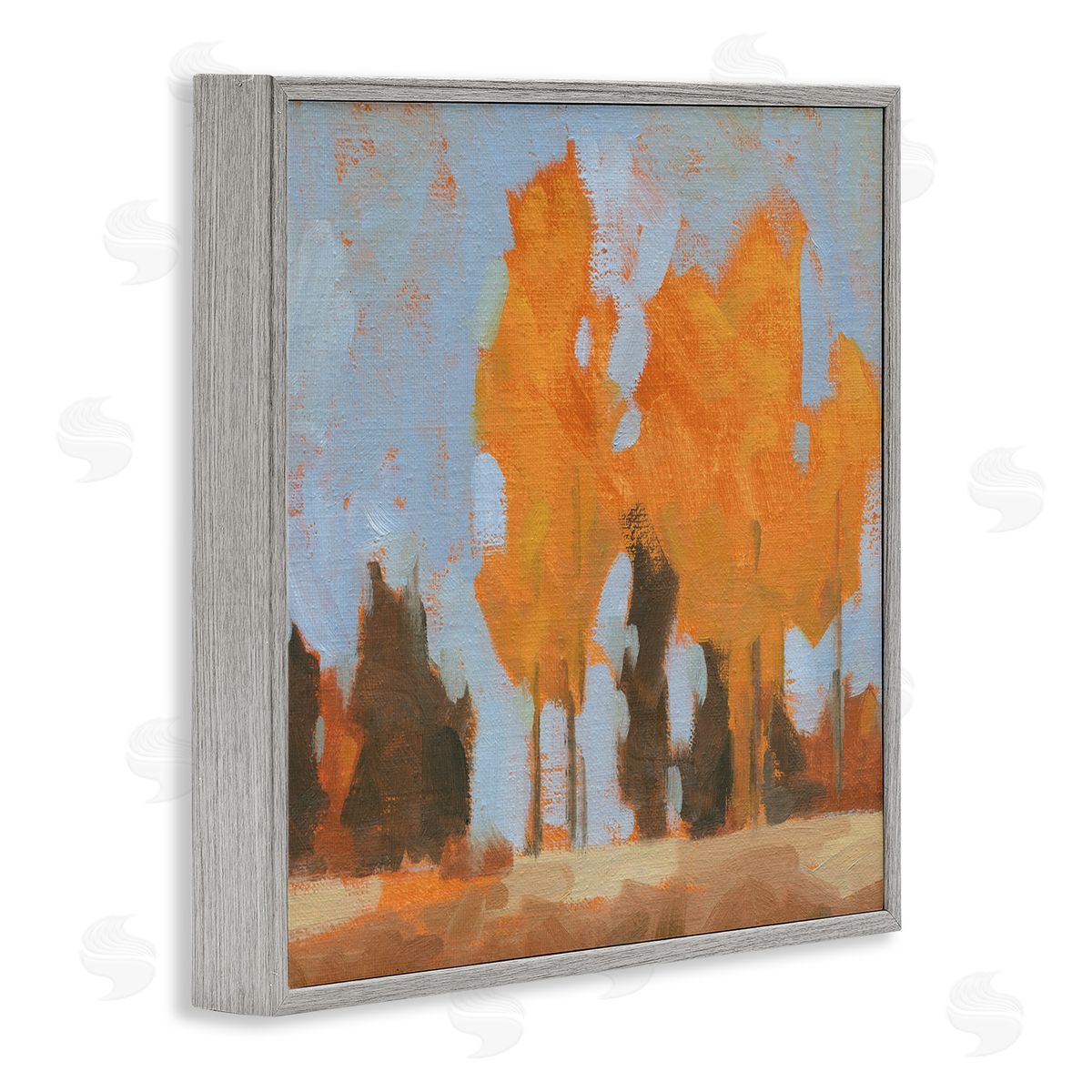 Jacob Green Brilliant Orange Leaves Golden Season Trees Abstract Landscape Gray Framed Glicee Wall Art Print
