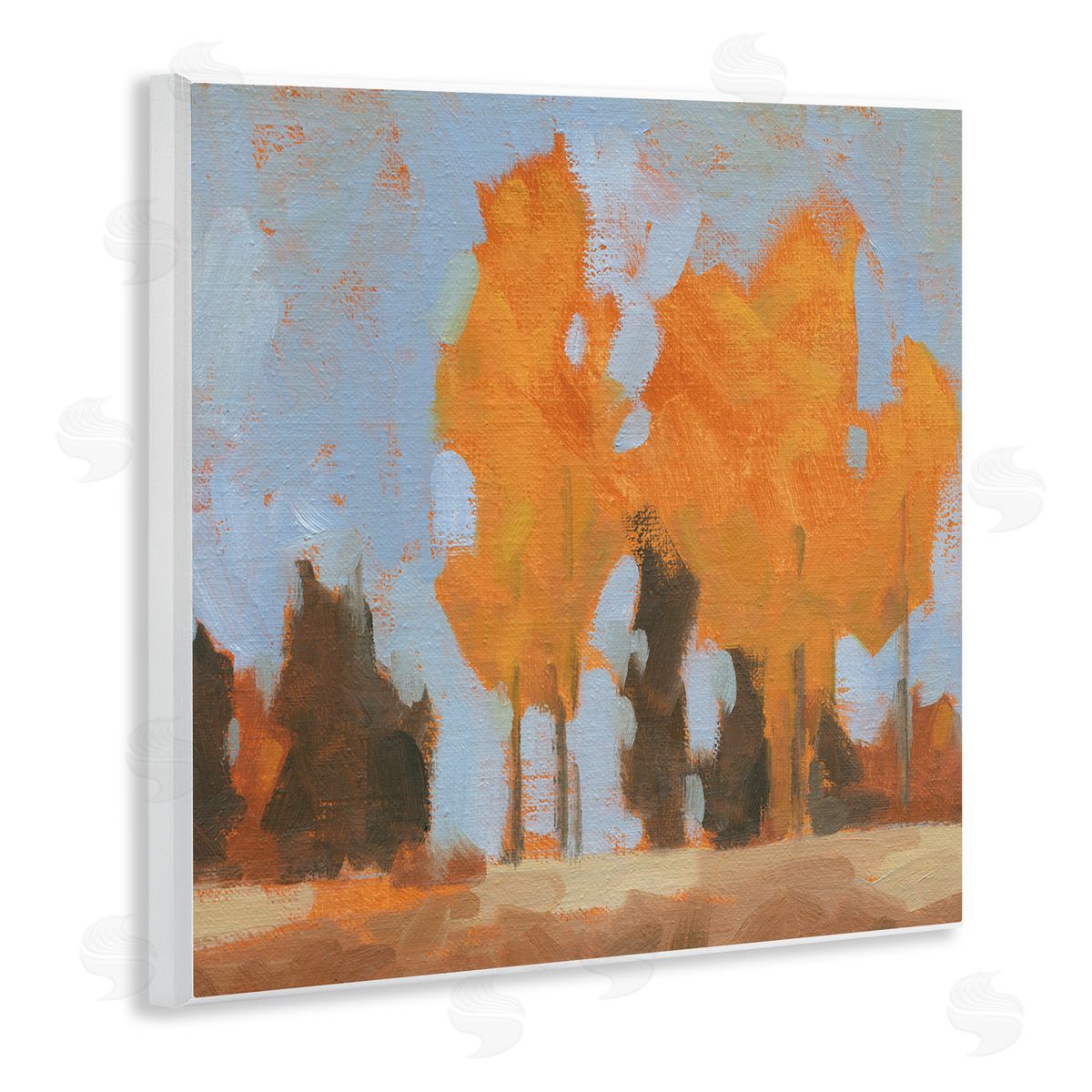 Jacob Green Brilliant Orange Leaves Golden Season Trees Abstract Landscape Wooden Wall Plaque Art Print