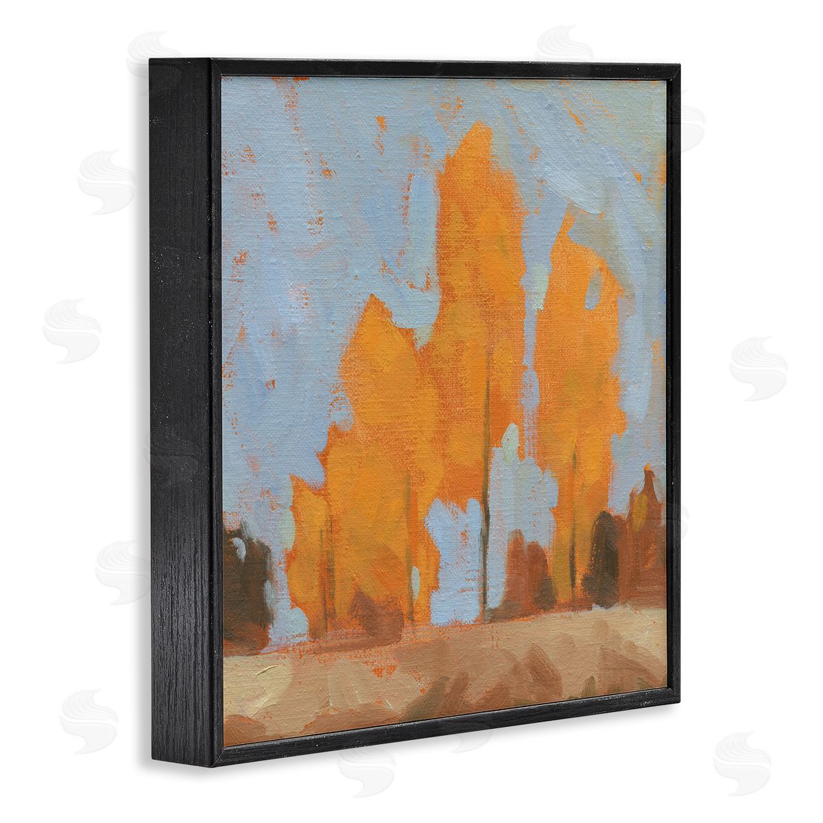 Jacob Green Autumn Trees Brilliant Orange Leaves Soft Blue Sky Black Framed Glicee Wall Art Print