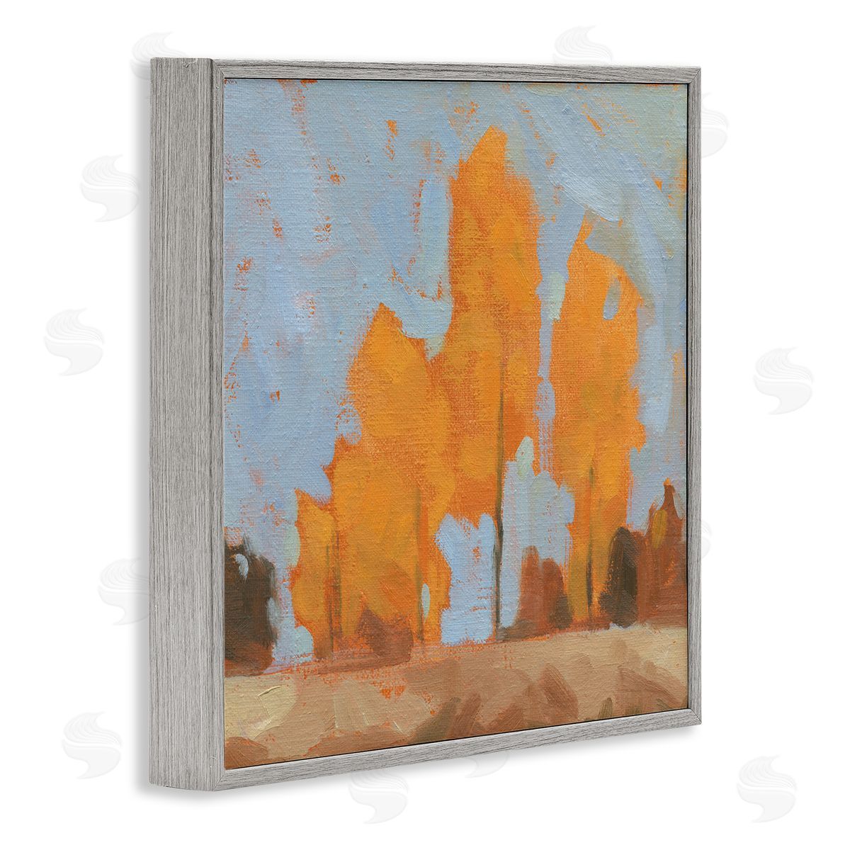 Jacob Green Autumn Trees Brilliant Orange Leaves Soft Blue Sky Gray Framed Glicee Wall Art Print