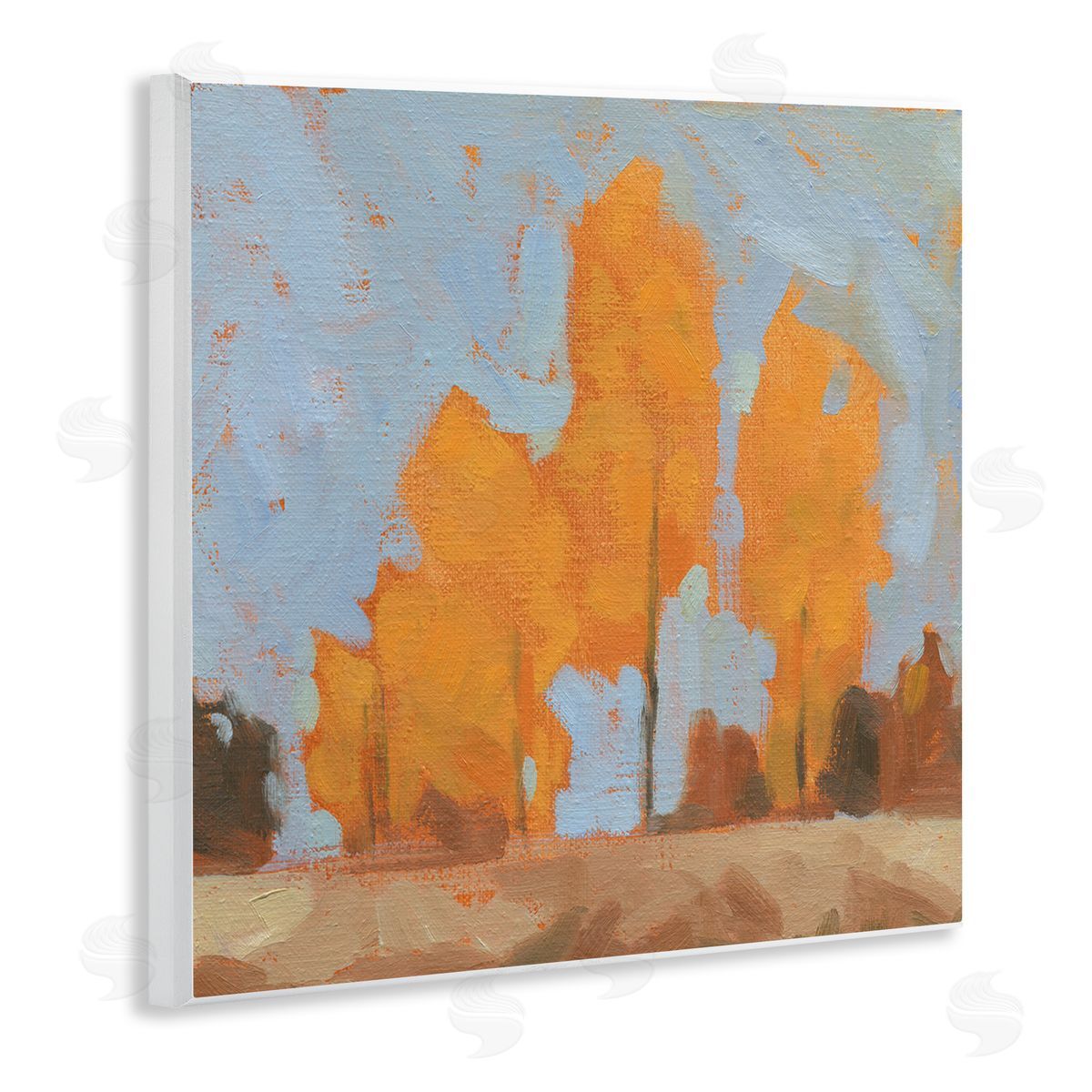 Jacob Green Autumn Trees Brilliant Orange Leaves Soft Blue Sky Wooden Wall Plaque Art Print