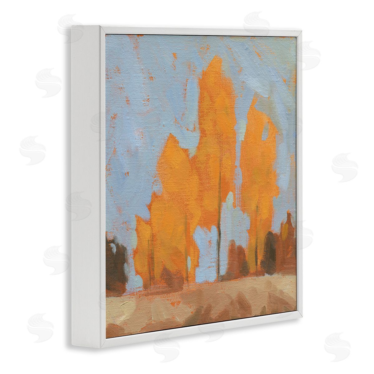 Jacob Green Autumn Trees Brilliant Orange Leaves Soft Blue Sky White Framed Glicee Wall Art Print
