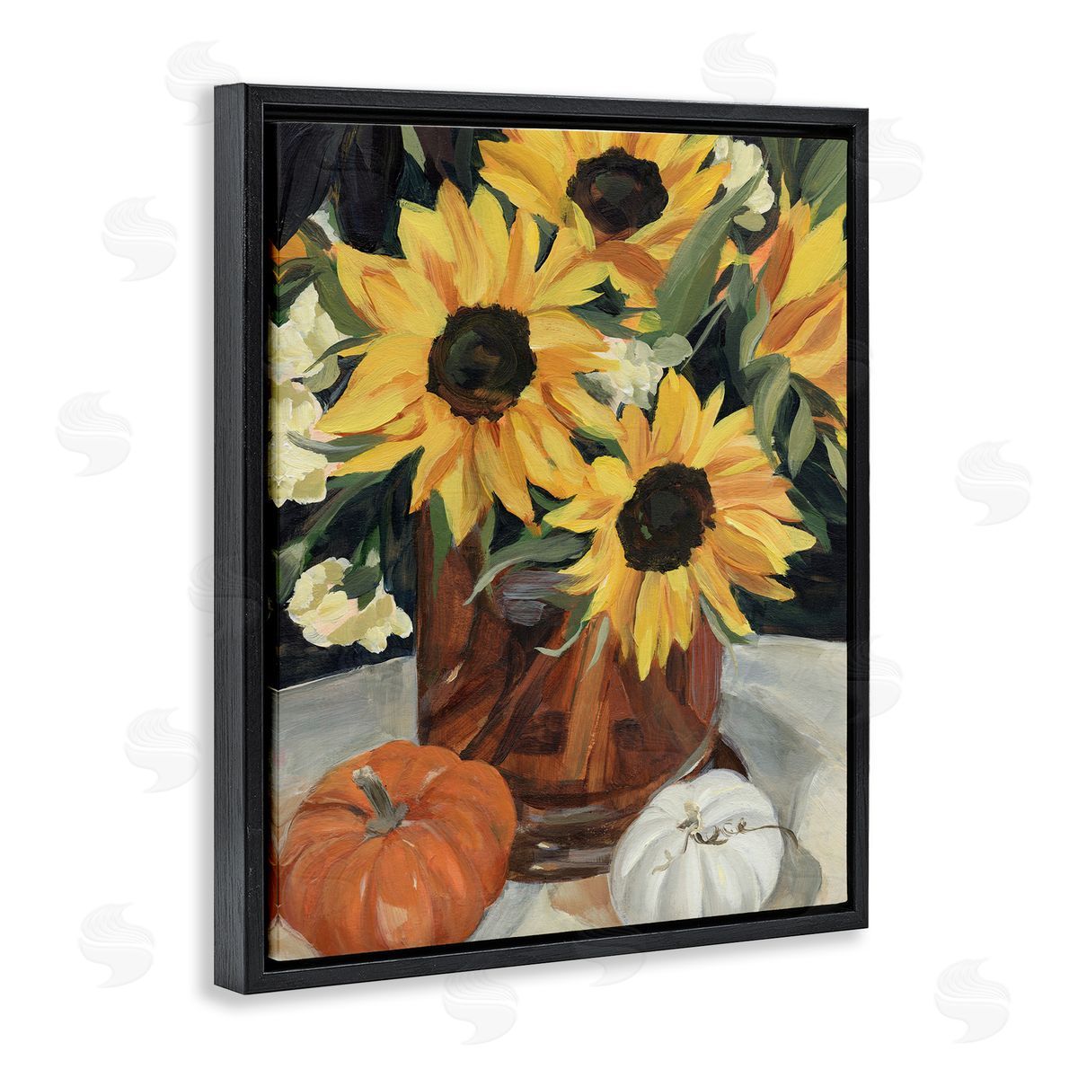 Annie Warren Quaint Rustic Sunflower Vase Autumn Pumpkin Still-Life