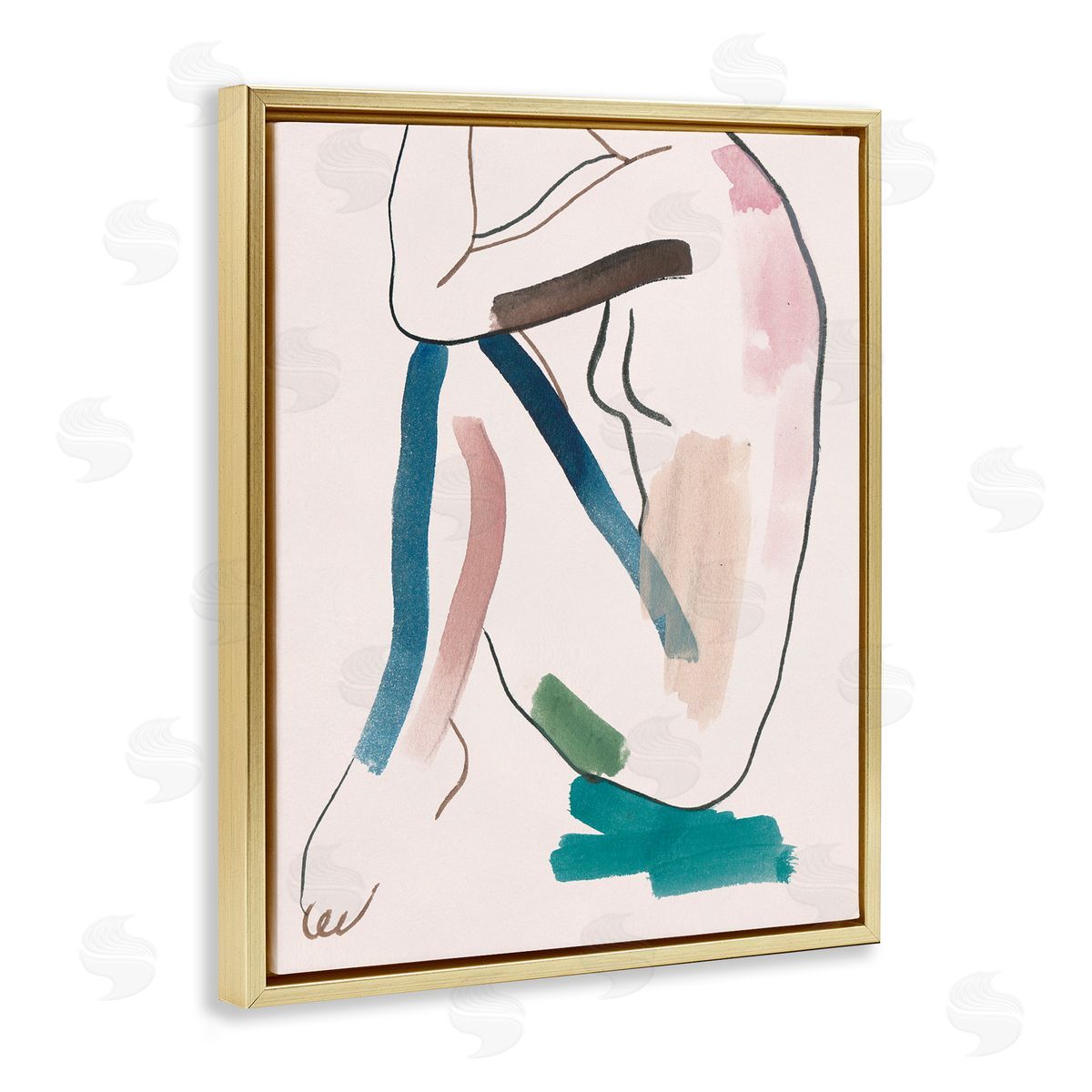 Melissa Wang Conceptual Crouched Female Figure Resting Bold Lines