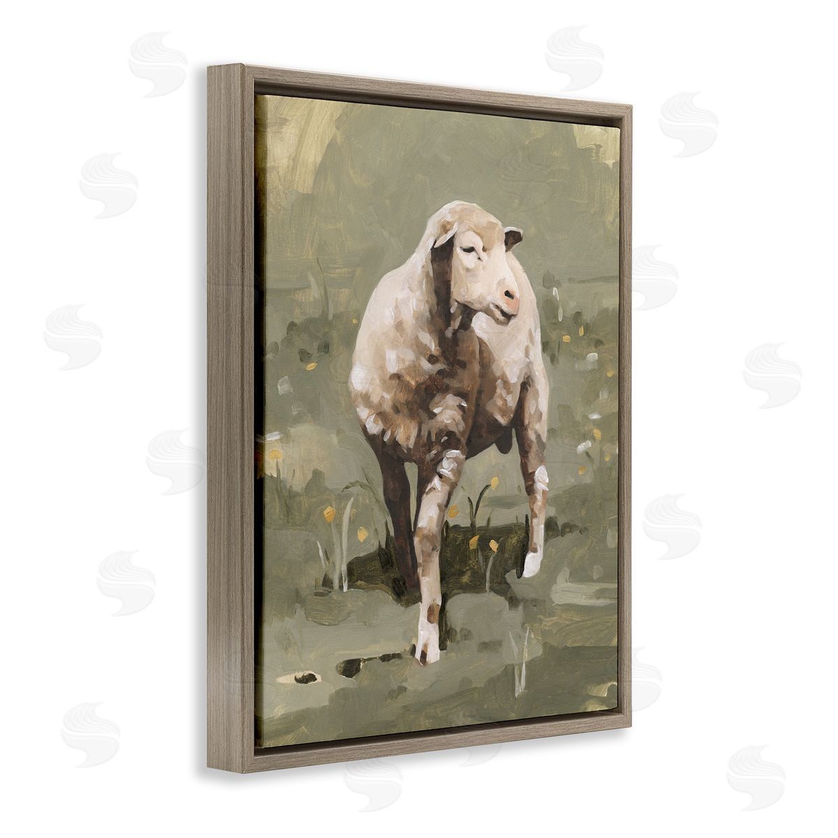 Emma Caroline Impressionistic Spring Sheep Grazing Grassy Farm Field