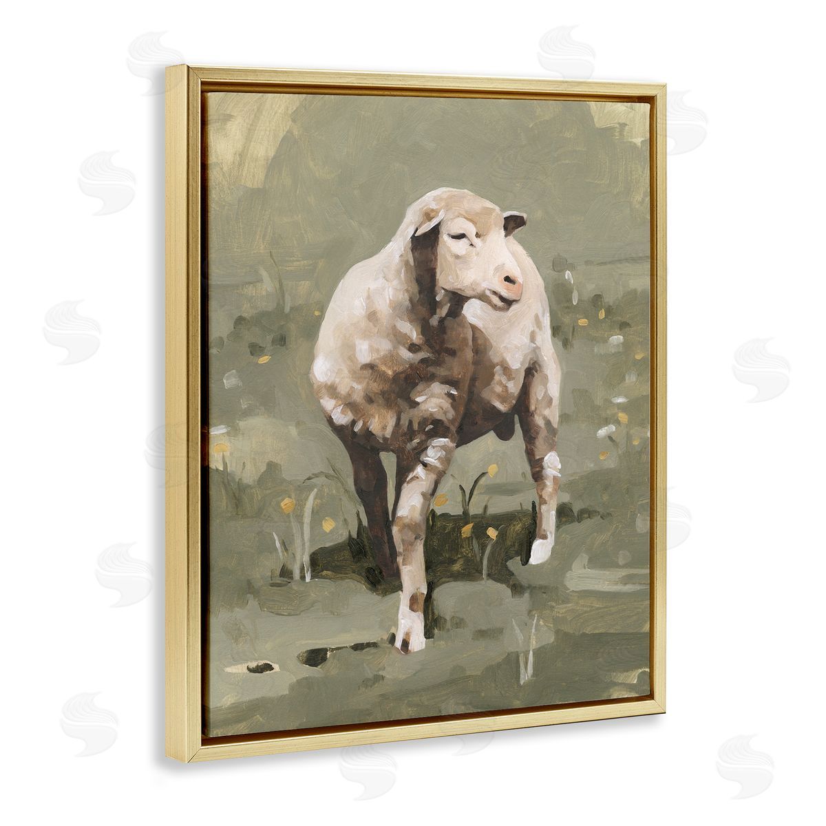 Emma Caroline Impressionistic Spring Sheep Grazing Grassy Farm Field