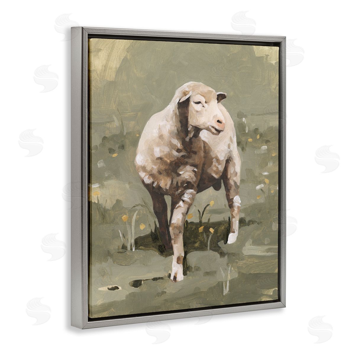 Emma Caroline Impressionistic Spring Sheep Grazing Grassy Farm Field