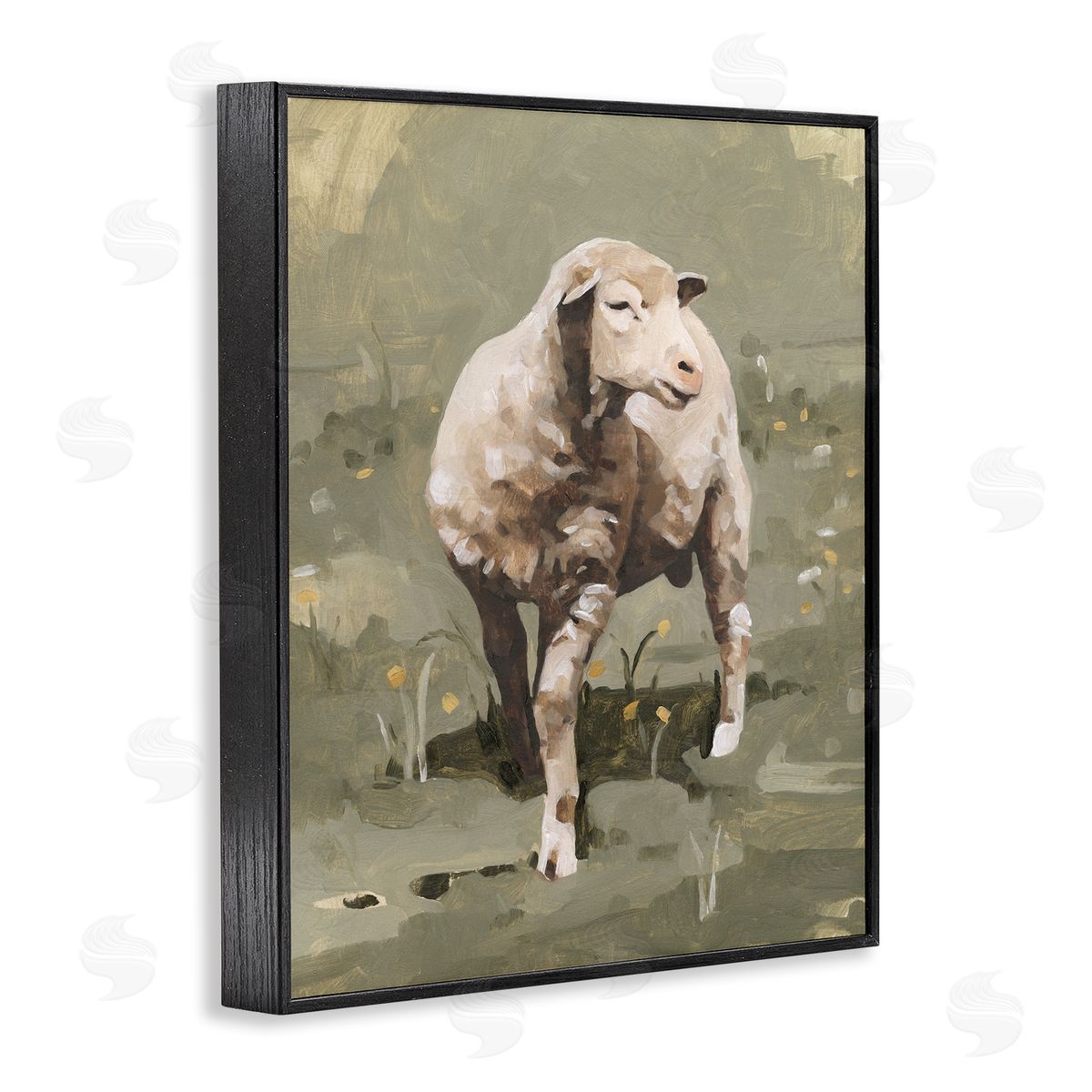 Emma Caroline Impressionistic Spring Sheep Grazing Grassy Farm Field