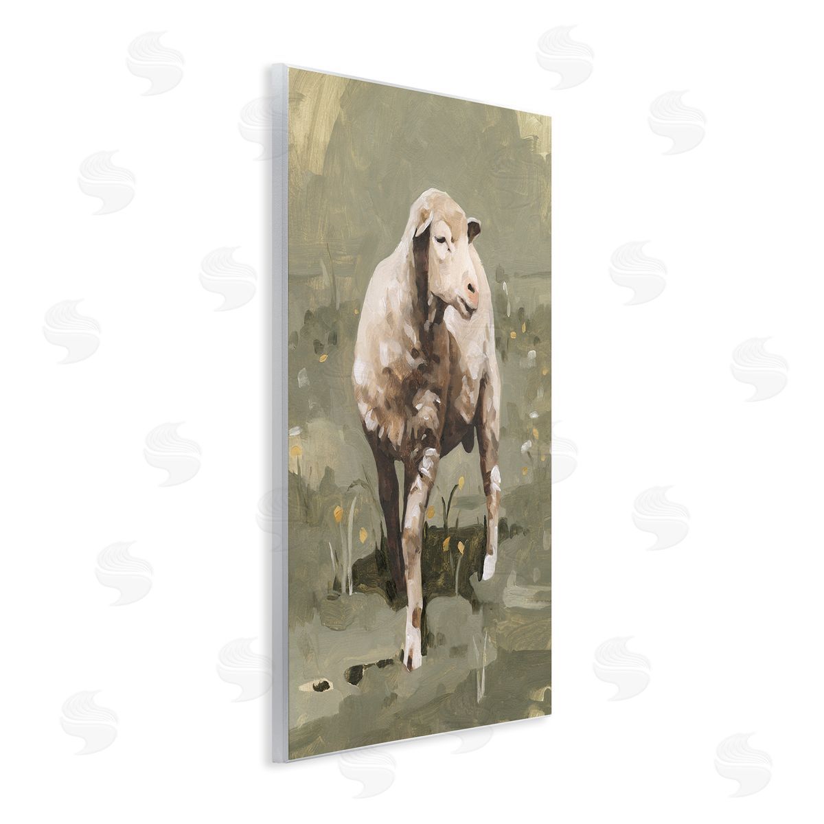 Emma Caroline Impressionistic Spring Sheep Grazing Grassy Farm Field