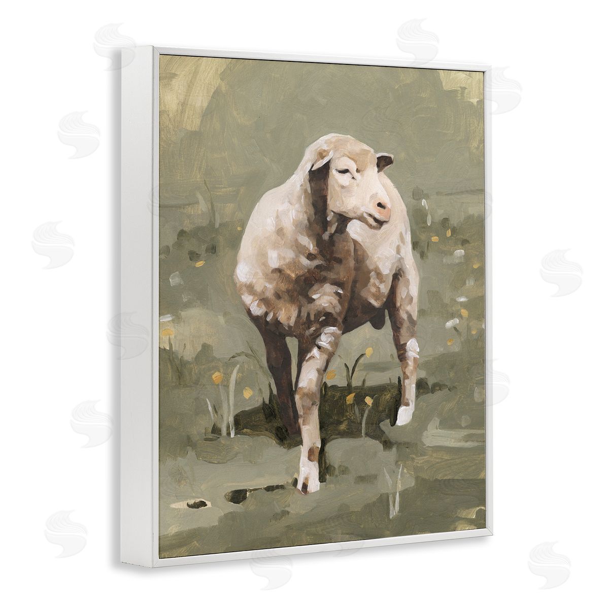 Emma Caroline Impressionistic Spring Sheep Grazing Grassy Farm Field