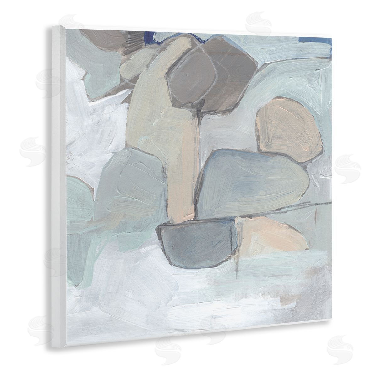 Jennifer Paxton Parker Abstract Neutral Geometric Shapes Round Rock Landscape Wooden Wall Plaque Art Print
