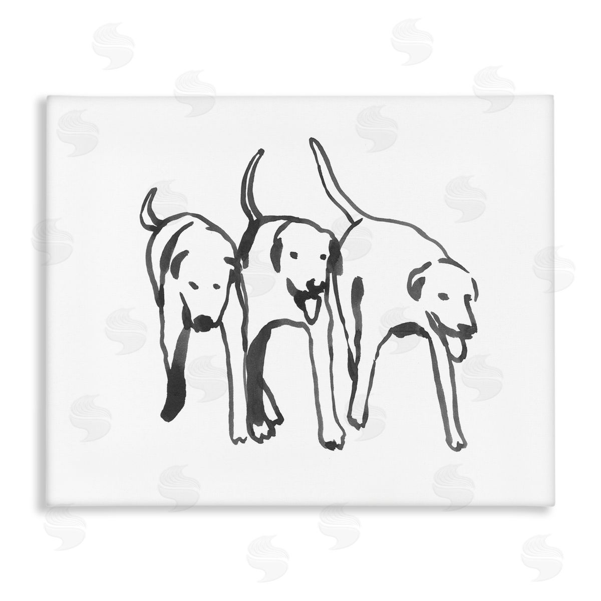 Emma Caroline Dog Trio Outline Minimal Black White Pets