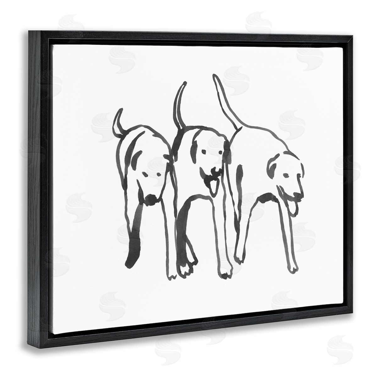 Emma Caroline Dog Trio Outline Minimal Black White Pets
