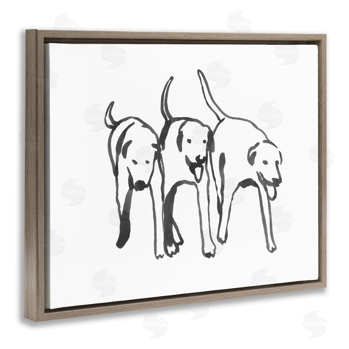 Emma Caroline Dog Trio Outline Minimal Black White Pets