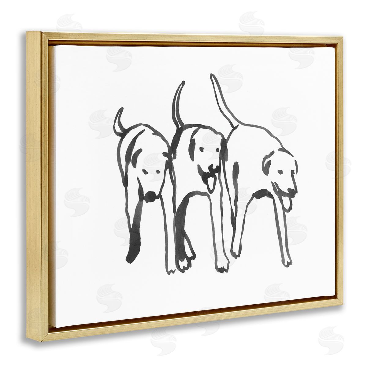 Emma Caroline Dog Trio Outline Minimal Black White Pets